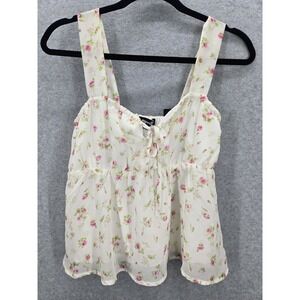 NWT Sugar Kiss White Floral Ruffled Crop Top Med Juniors Coquette Babydoll‎ Y2K